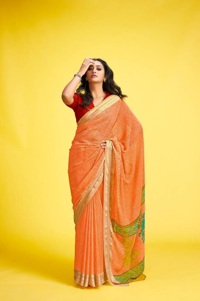 Sr Aarya Casual Wear Weaving Printed Georgette Designer Saree Collection